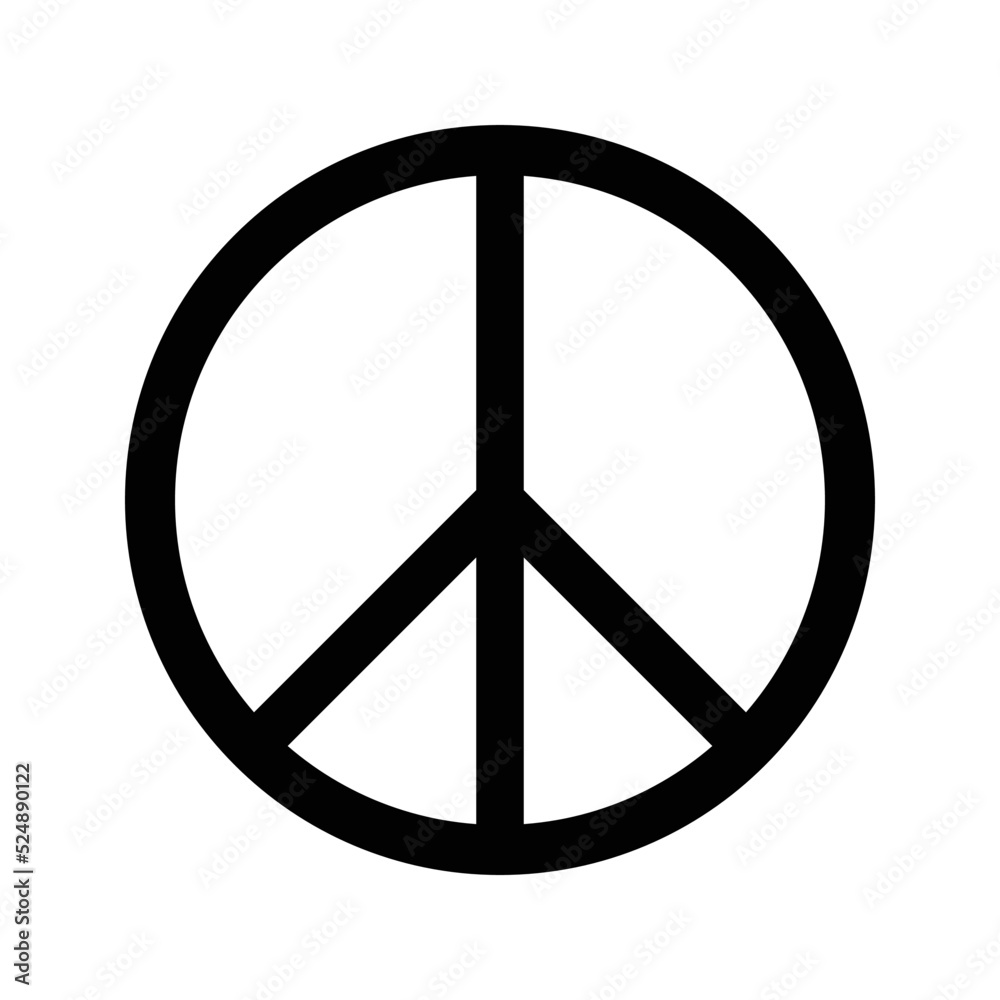Peace sign vector. Circle icon isolated. Black shape on white background. Peace sign vector. Circle icon isolated. Black shape on white background.
