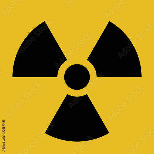 Vector radioactivity trefoil warning symbol. Black and yellow sign warning of the danger of radiation. Ionizing radiation image.