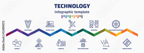infographic template with icons and 11 options or steps. infographic for technology concept. included sales funnel, elements, internet value, reach, social graph, firewalls, wireframe, data