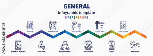 infographic template with icons and 11 options or steps. infographic for general concept. included info chart, information technology, ar presentation, hr solutions, biomass energy, collaborative