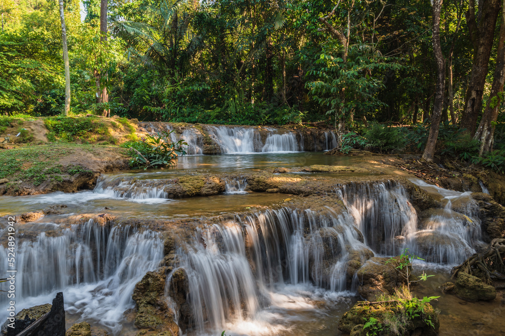 Motion of Kroeng Krawia Waterfall at kanchanaburi city thailand.Khao Laem National Park Motion of Kroeng Krawia Waterfall at kanchanaburi city thailand.Khao Laem National Park
