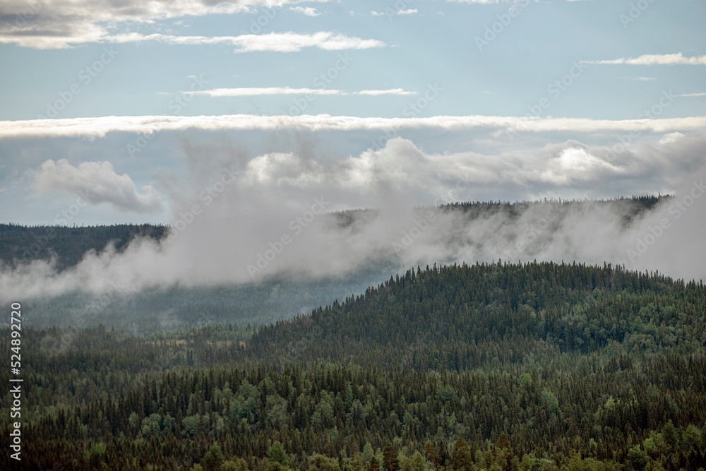 fog over the mountains, åre.jämtland. norrland sverige sommar årstid,sweden