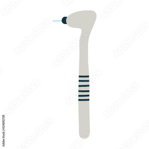 Dental High speed Handpiece. Tooth medical instrument element in isolated white background. Vector naive cartoon modern flat style clipart