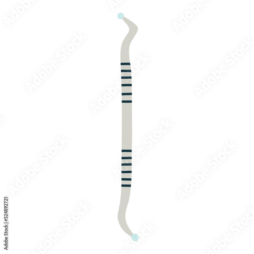 Dental Probe Explorer. Tooth medical instrument element in isolated white background. Vector naive cartoon modern flat style clipart