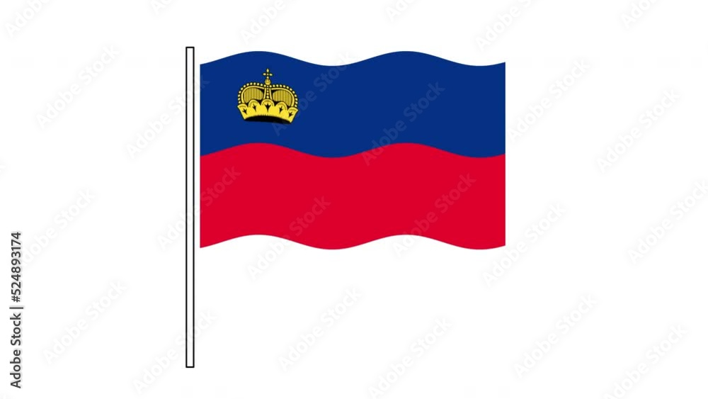 Liechtenstein flag flag seamless loop animation. Waving flag on white background. Liechtenstein flag flag seamless loop animation. Waving flag on white background.