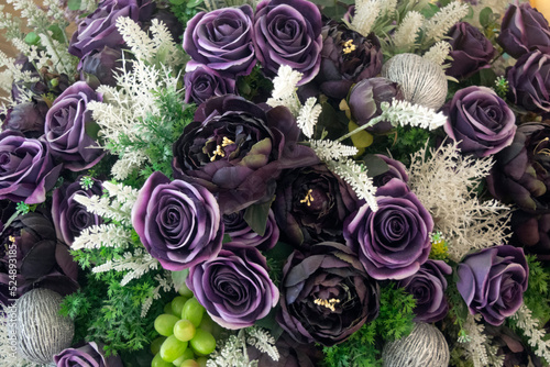purple roses in a wedding flower. Beautiful roses flower.