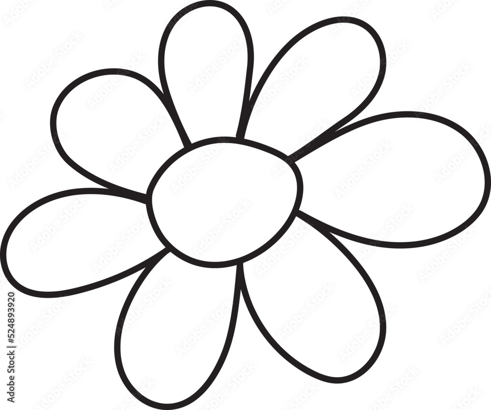 Cute rounded flower, black and white clipart Cute rounded flower, black and white clipart