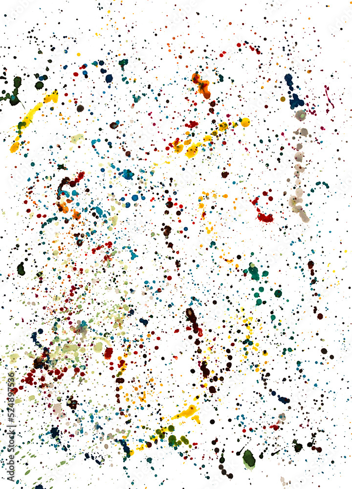 Abstract background, drops, splashes, paint, on white background, multicolor, drawing , watercolor paint,