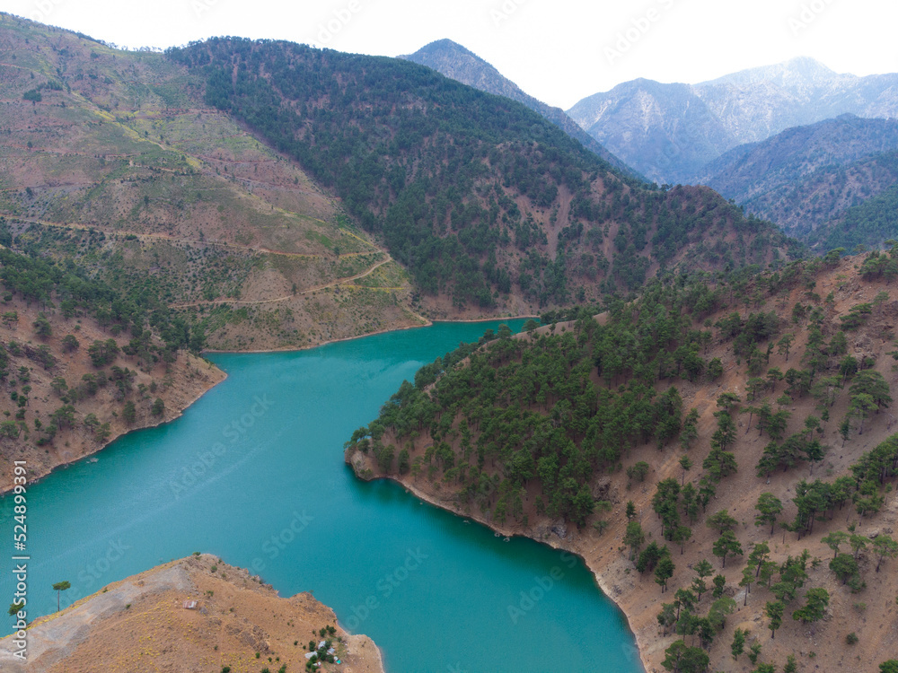 Fototapeta premium beautiful landscape from a drone on the mountains and the river