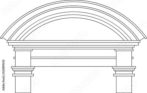 Ancient greek pediments. Greek or roman architecture temple facade with ancient pillars. Antique architectural pediments vector illustration.