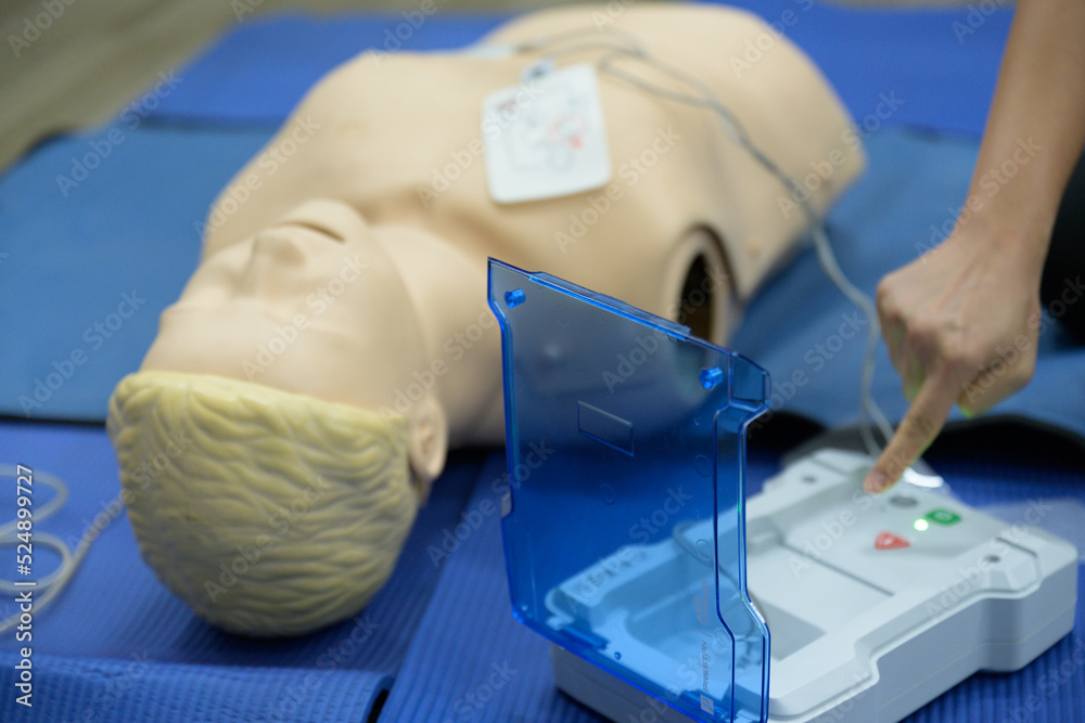 Demonstrating CPR (Cardiopulmonary resuscitation) training medical