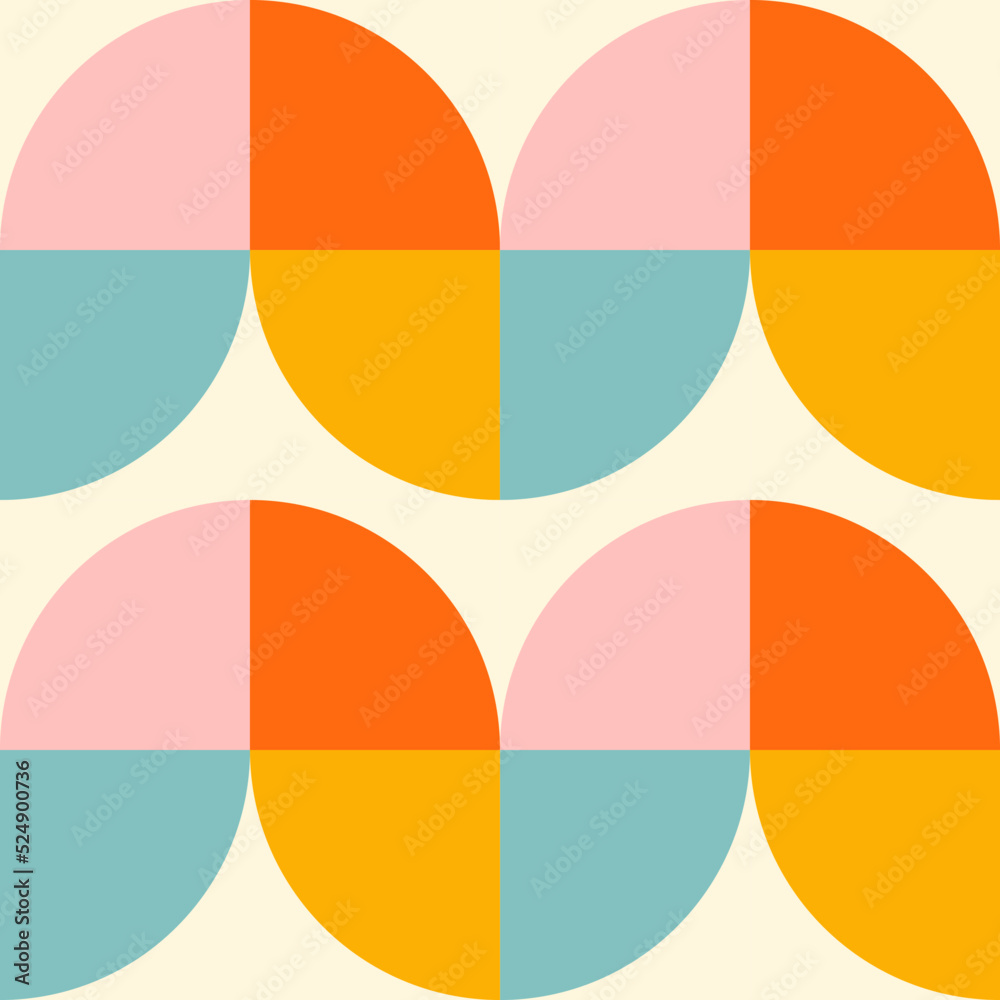 Retro geometric aesthetics. Bauhaus and avant-garde inspired vector background with abstract simple shapes like circle, square, semi circle. Colorful pattern in nostalgic pastel colors. Retro geometric aesthetics. Bauhaus and avant-garde inspired vector background with abstract simple shapes like circle, square, semi circle. Colorful pattern in nostalgic pastel colors.