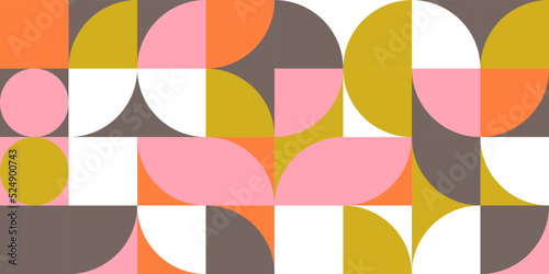 Wallpaper Mural Retro geometric aesthetics. Bauhaus and avant-garde inspired vector background with abstract simple shapes like circle, square, semi circle. Colorful pattern in nostalgic pastel colors. Torontodigital.ca