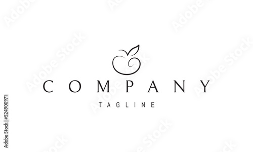 Vector logo on which an abstract image of fresh fruit in a linear style.