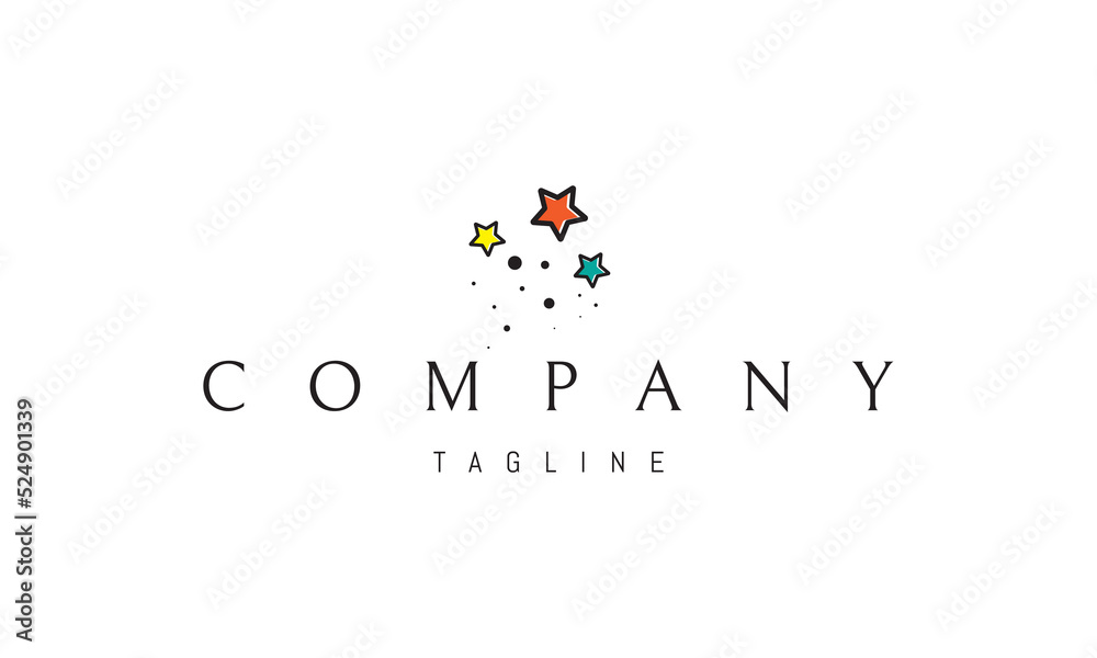 Fototapeta premium Vector logo on which an abstract image of a salute of multi-colored stars.