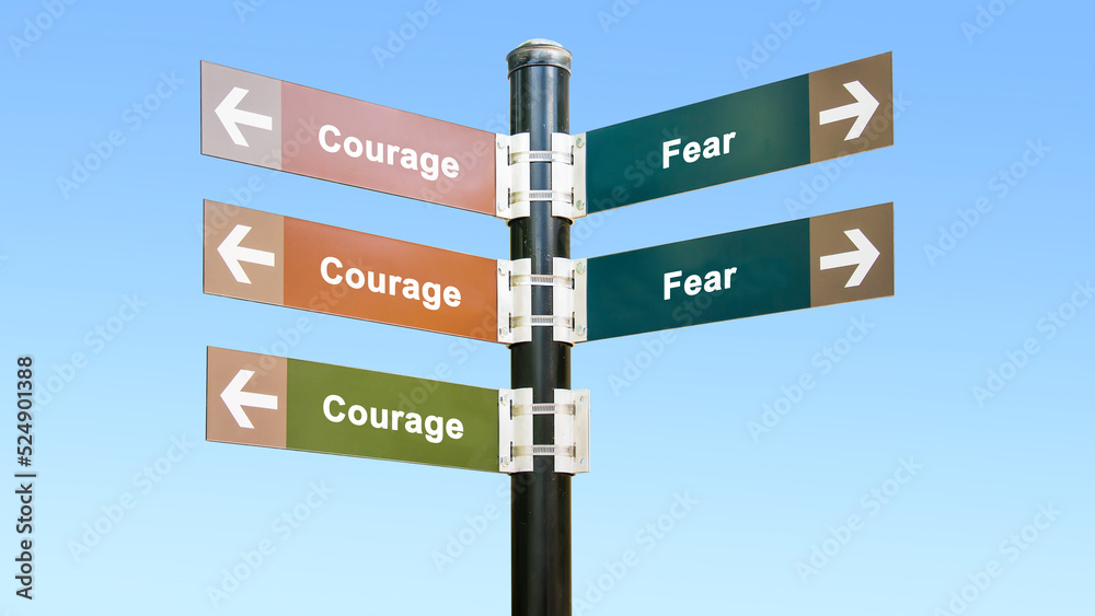 Fototapeta premium Street Sign to Courage versus Fear