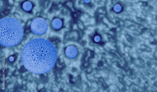 Viruses inside the body. 3d illustration of cells. photo