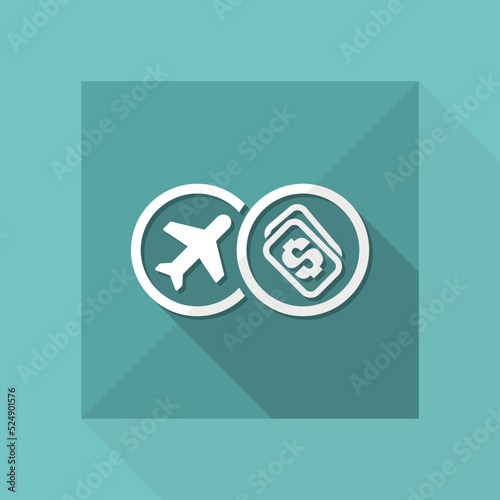 Vector illustration of airplane ticket cost single isolated icon