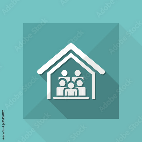 Vector illustration of single isolated home meeting icon