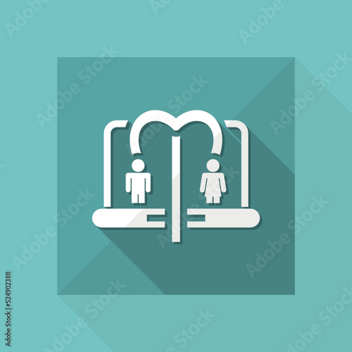 Vector illustration of single isolated love chat icon