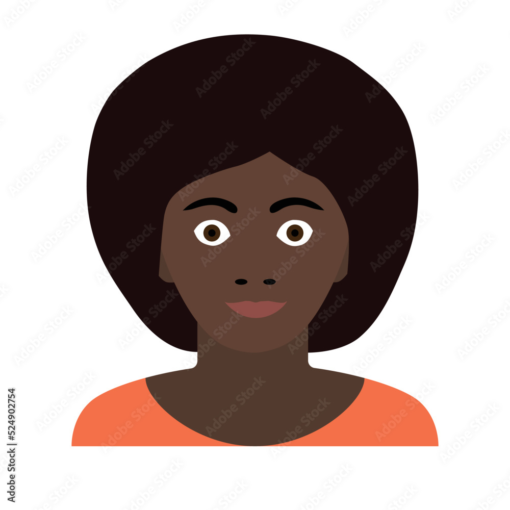The flat icon or avatar of black woman or teen girl The flat icon or avatar of black woman or teen girl