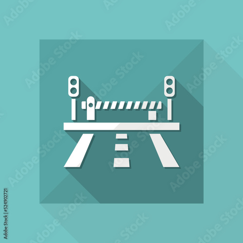 Obraz na plátně Vector illustration of road and level crossing icon