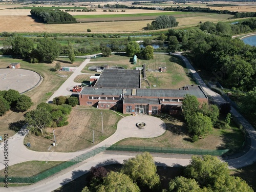 Aerial view of Tophill low Water Treatment Works and nature reserve. Tophill Low, Driffield. East Yorkshire photo