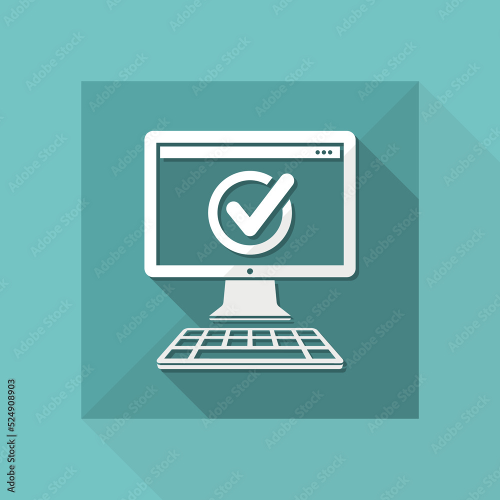 Check computer - Flat minimal icon Check computer - Flat minimal icon