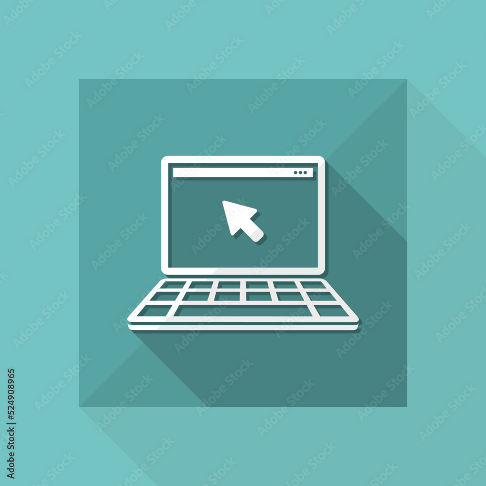 Laptop and mouse pointer - Flat minimal icon Laptop and mouse pointer - Flat minimal icon