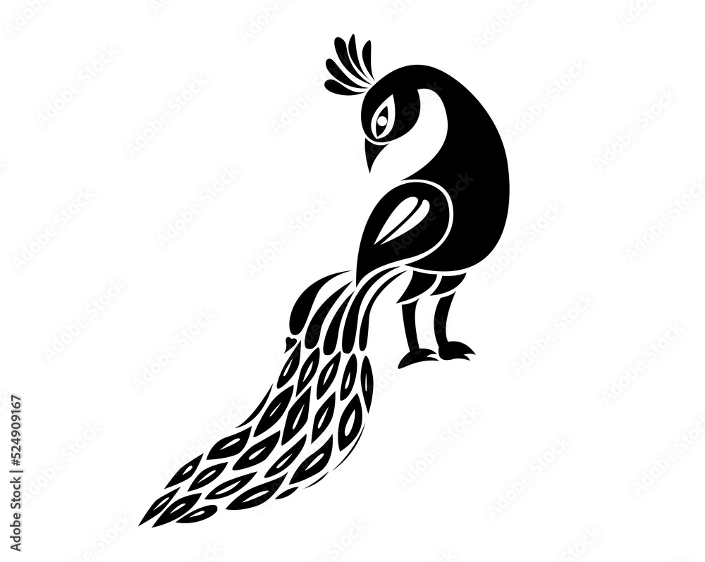 Fototapeta premium Indian traditional and cultural beautiful peacock design isolated on white background - vector illustration