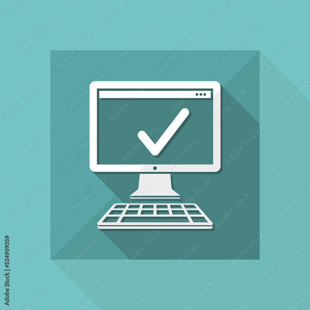 Check computer - Vector flat minimal icon Check computer - Vector flat minimal icon