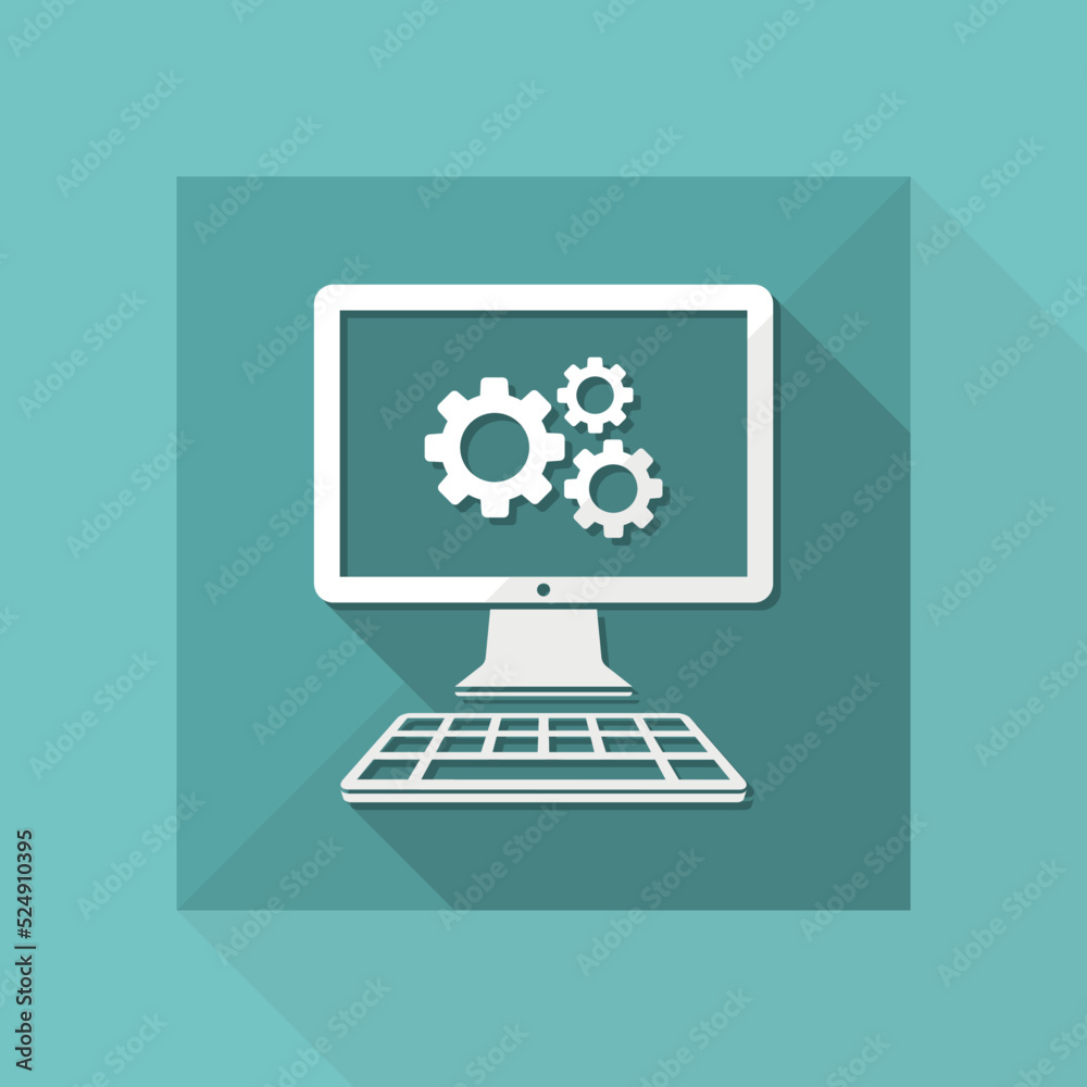 Computer settings flat icon Computer settings flat icon
