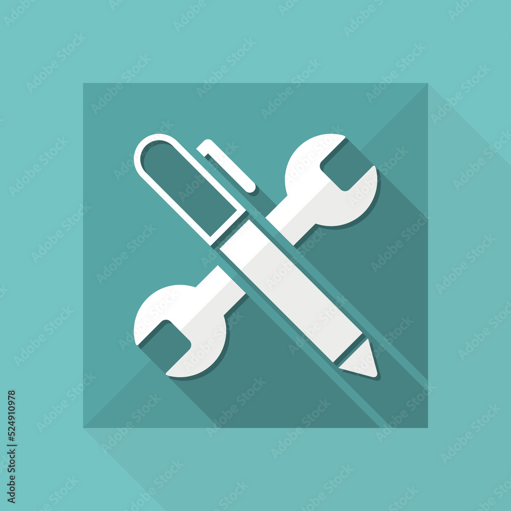 Wrench and pen - Design project - Vector web flat icon Wrench and pen - Design project - Vector web flat icon