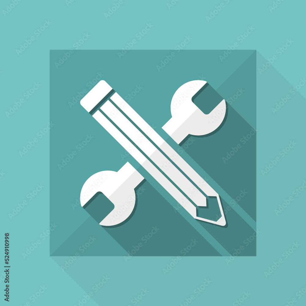 Wrench and pen - Design project - Vector web flat icon Wrench and pen - Design project - Vector web flat icon