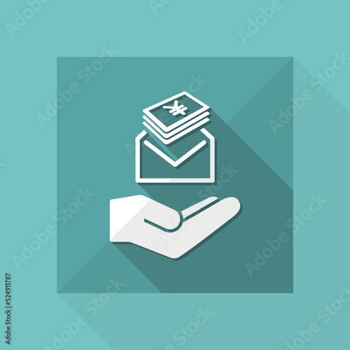 Give envelope with Yen banknotes - Minimal icon