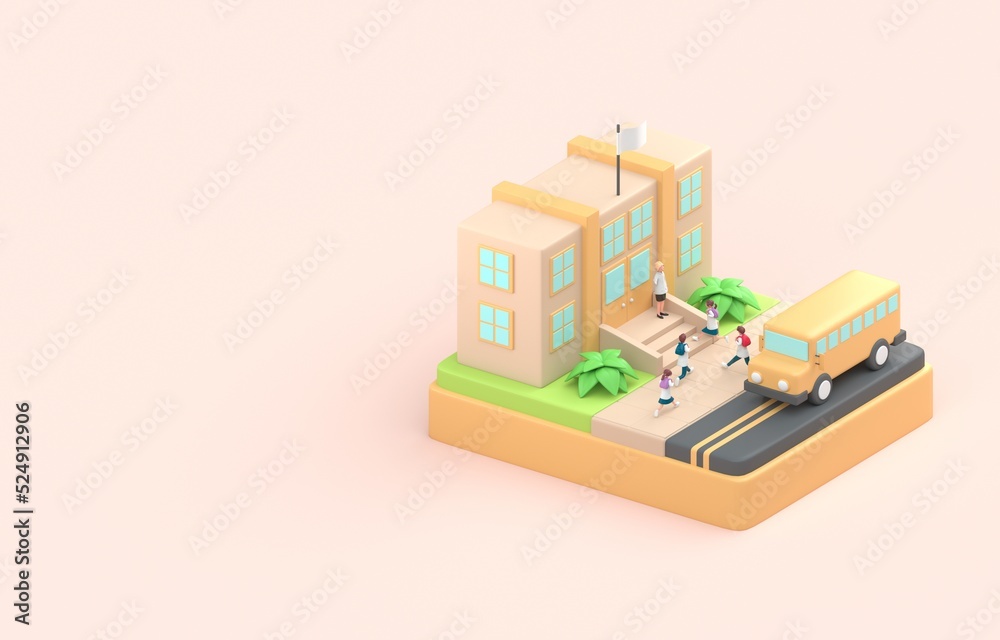 Isolated 3D School. 3D Illustration Isolated 3D School. 3D Illustration