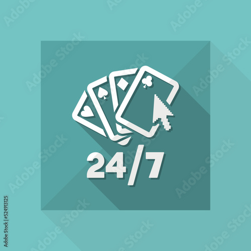 Online poker gaming 24/7 - Vector web icon