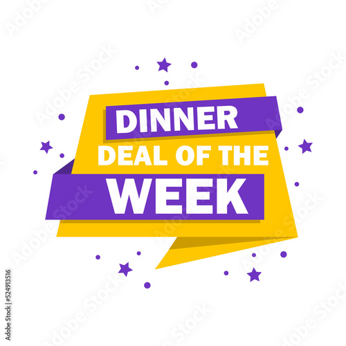 Sticker dinner DEAL OF THE Week, vector illustration