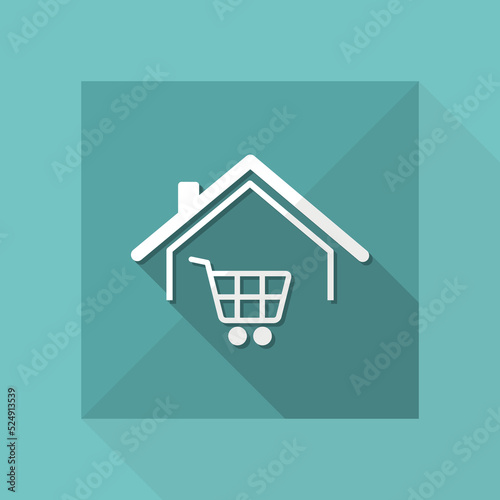 Web shopping and delivery to home - Vector web icon