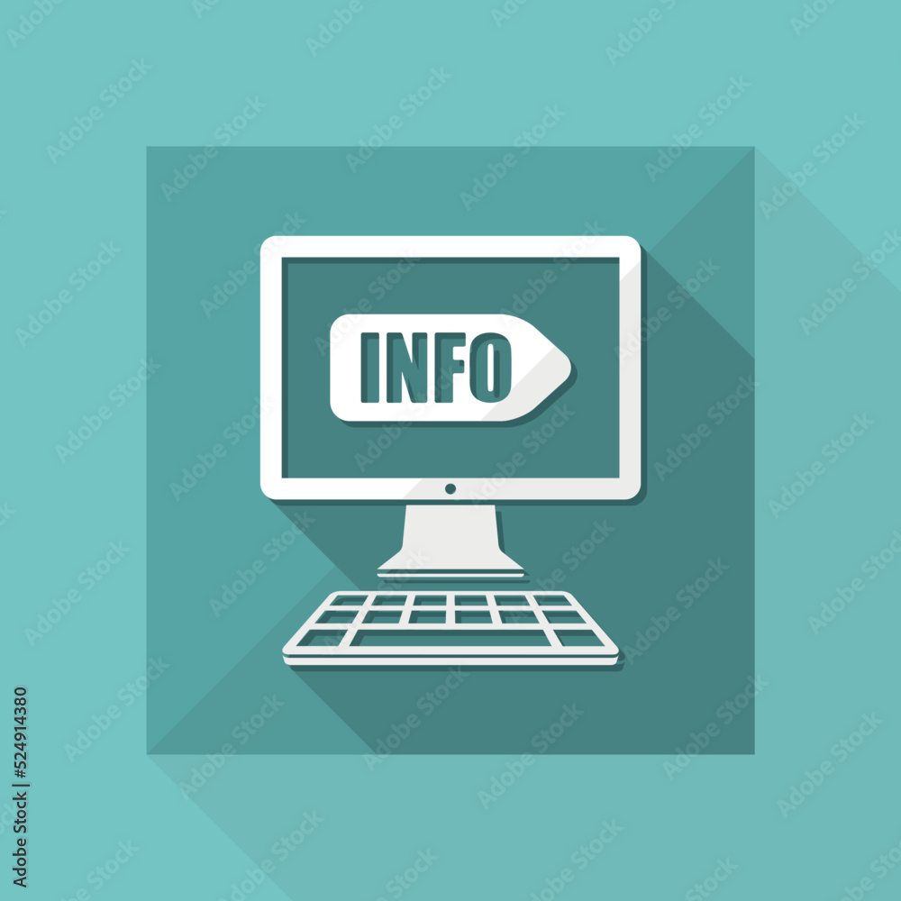 Info signboard on computer website - Vector flat icon Info signboard on computer website - Vector flat icon