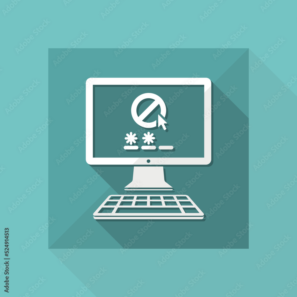 Computer access denied - Vector flat icon Computer access denied - Vector flat icon