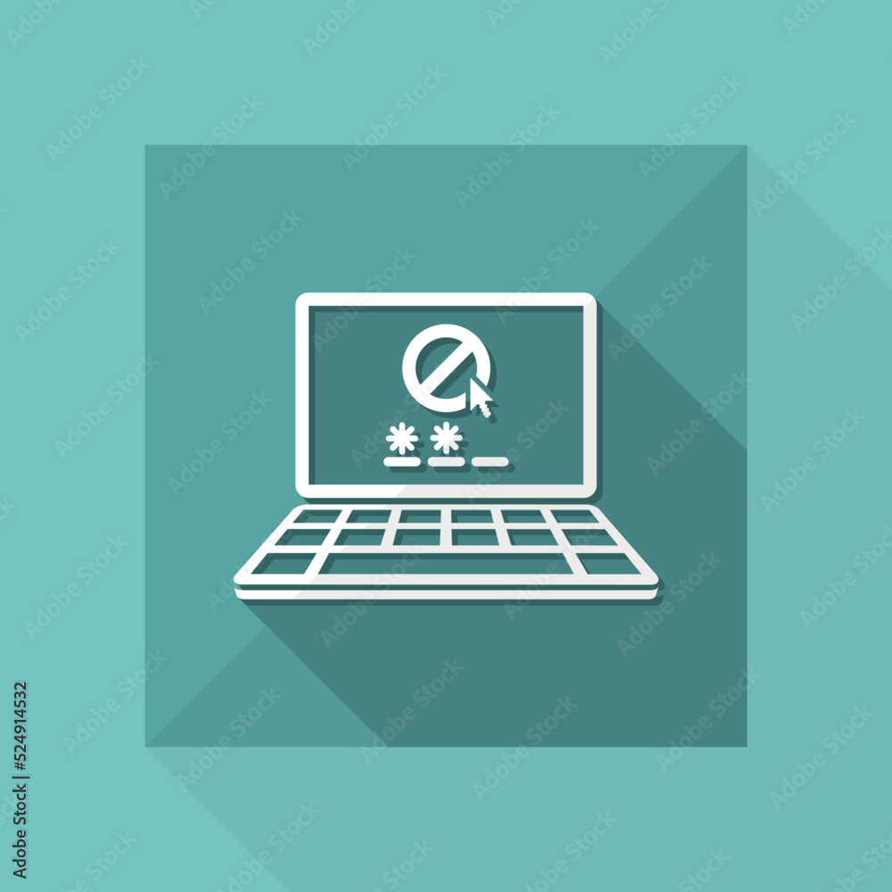 Computer access denied - Vector flat icon Computer access denied - Vector flat icon