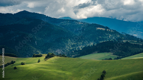 Landscape photo of nature in Slovakia. Beautiful summer landscape. Tatra Mountains in background.