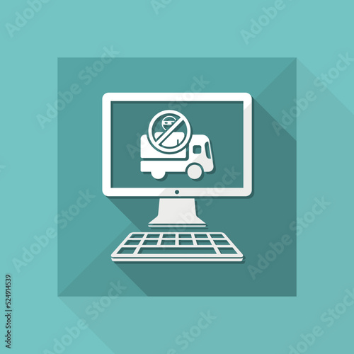 Truck transport with security computer control - Vector flat icon