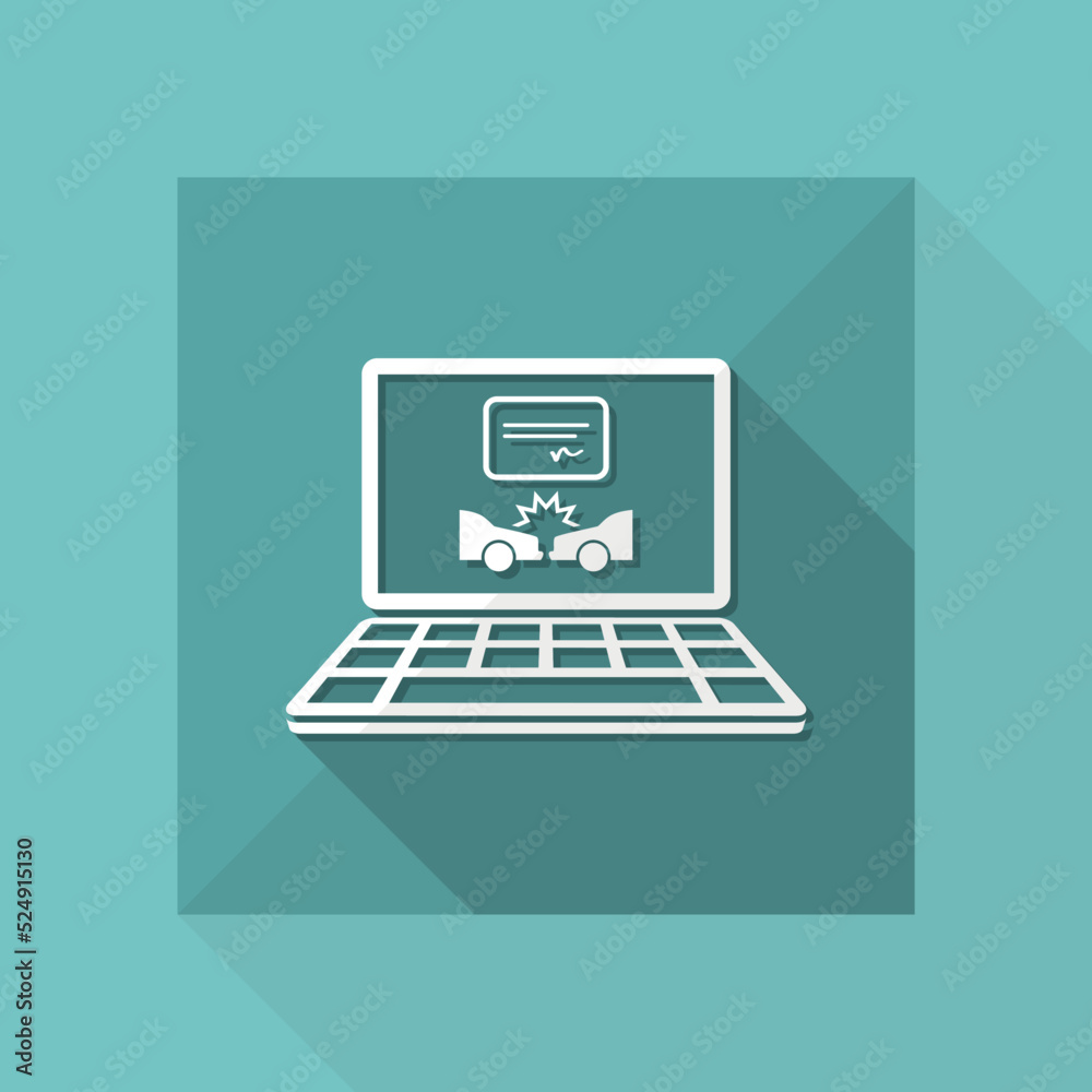 Online document for car crash - Vector flat icon Online document for car crash - Vector flat icon