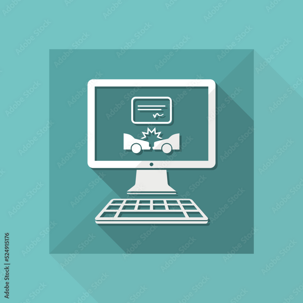 Online document for car crash - Vector flat icon
