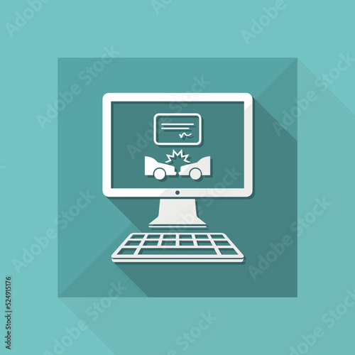 Online document for car crash - Vector flat icon
