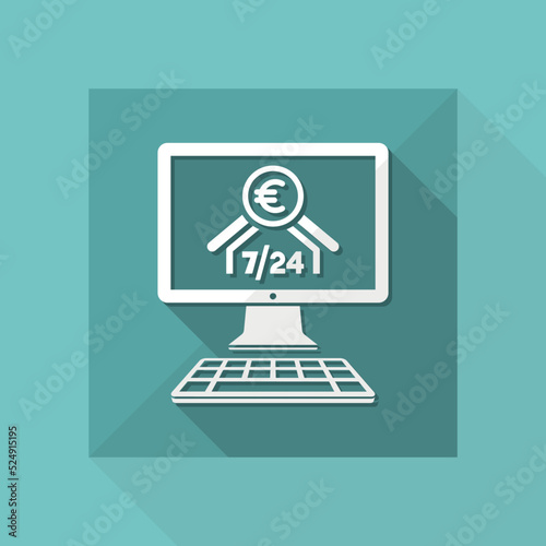 European banking institute online - Dollar - 7/24 service - Vector flat icon