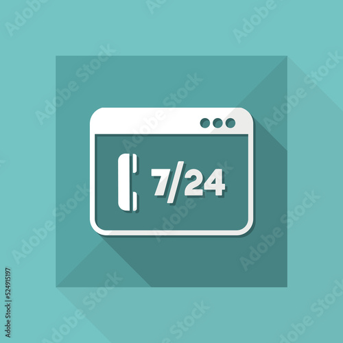 Full time 7/24 call center application - Vector flat icon