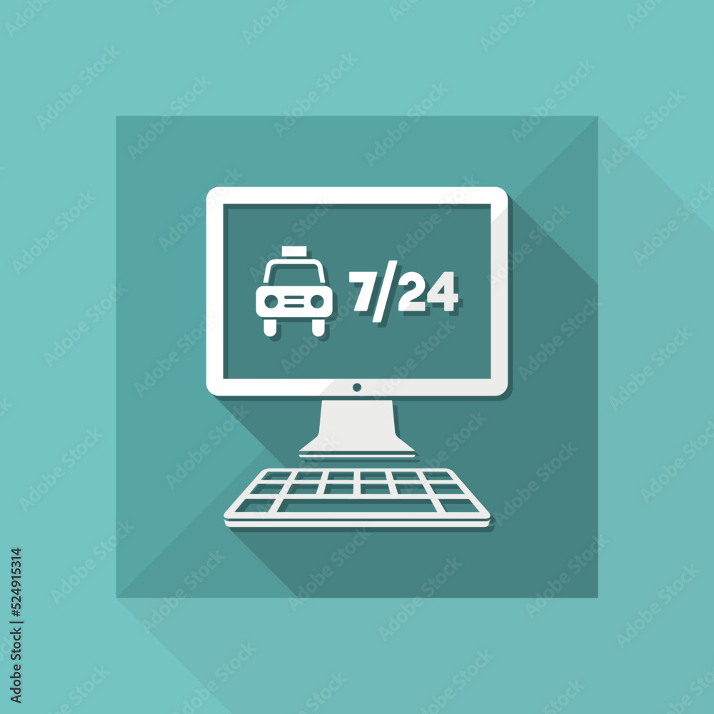 Web taxi service - 7/24 - Vector flat icon Web taxi service - 7/24 - Vector flat icon